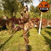 Escultura de figura de cobre de imitación de fibra de vidrio, escultura de niña pateando volante, paisaje, parque, decoración, boceto, adornos