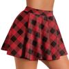 Nueva Falda Sexy Europea y Americana de Exportación Falda Plisada de Seda de Leche Falda con Estampado Digital a Cuadros Falda de Porrista