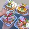 Caja pequeña para postre de pastel de 4 pulgadas caja de embalaje para repostería rueda masa de hojaldre cortada en trozos tiramisú caja de embalaje de pastelería elevada