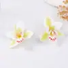 Pendientes de Botón de Flor de Orquídea Mariposa de Tela Sintética de Personalidad Trendy Exagerada Transfronterizos para el Trayecto Diario y las Vacaciones Estilo Mujer