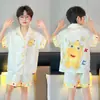 Pijama Novo para Meninos 2026 Verão Seda de Gelo Manga Curta Estilo Fino Infantil Masculino Tamanho Grande Roupa de Casa Roupa Externa