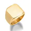 Moda japonesa y coreana anillo rectangular simple liso de acero de titanio para hombre anillo de acero inoxidable personalizado grabado láser