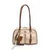 Bolsa Almofada Retrô para Mulheres 2025 Nova Bolsa de Ombro Satchel de Alta Qualidade para o Trabalho Bolsa Boston Fashion com Bolso Duplo
