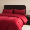 Lujoso juego de ropa de cama de cuatro piezas de algodón de fibra larga de alta gama, jacquard de satén de algodón puro, adecuado para dormir desnudo, incluye sábana bajera y funda de edredón