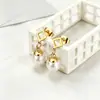 Brincos Geométricos Retrô Franceses para Mulheres, Brincos de Tarraxa Quadrados com Pérolas de Design Nicho, Brincos de Temperamento de Luxo Leve, Estilo Europeu e Americano da Moda