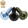Tornillos Autorroscantes de Acero al Carbono Galvanizado Grado 4.8 Cabeza Plana Grande Verde Militar Cabeza de Champiñón Negra Phillips Cabeza Redonda Grande