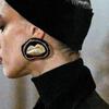 Diseño de Nicho Negro Dorado Talla de Gota de Aceite Forma de Labio Pendientes Retro Franceses Lujo Ligero Modernos Distintivos Pendientes Exagerados