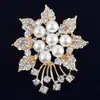 Broche de Aleación de Perlas Estilo Coreano para Mujer Dorado Incrustado Accesorios para Ropa Diamante Incrustado Rhinestone Aleación Corsage Joyería Creativa para Ropa Pin