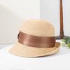 2026 Sombrero de Paja Raffia Estilo Nuevo Unisex con Decoración de Seda y Lino Ala Corta Estilo Británico Protección Solar Sombrero para el Sol
