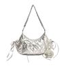 Bolsa Feminina Ins Casual Cool Estilo Coreano Simples Plissada com Laço Elegante Versátil de Ombro Transversal Axilar