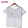 Chaleco de Algodón Puro Cuello Redondo Changyan 170g para Adultos Mayores Verano Delgado Manga Media Holgado Talla Grande Camiseta de Manga Corta