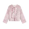 Abrigo con hebilla estilo chino nuevo, jacquard de seda dorada, pequeño dragón Xiangyun rosa.