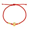 Pulseira de Cobre Tecida Feita à Mão Pulseira de Corda Vermelha Estilo Nacional Vintage Nicho Corda de Mão para Casais