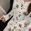 Pijama de Invierno de Franela con Dibujos Animados Lindos de Niña Shin-Chan, Talla Grande para Mujer, Conjunto Grueso de Forro Polar para Casa