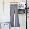 Calça de Dança Fitness Esportiva Cintura Alta Levanta Bumbum Micro Flare Emagrecedora Calça de Yoga para Mulheres Verão 13063