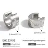 Brincos de Aço Titânio Transfronteiriços Yuhui em Formato de C com Diamante Embutido Meio Círculo Cor Sólida Cor de Aço Empilháveis Modernos Brincos de Aço Inoxidável