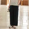 Pantalones casuales simples de color azul marino liso 100% cáñamo para mujer, nueva colección de otoño, pantalones rectos de alta densidad para mujer, verano FSY50603