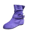 Botines retro de cuña transfronterizos nuevos para mujer, de terciopelo, plisados, con lazo, cremallera lateral, ajustados, altos, versátiles, talla grande, exteriores
