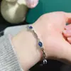 Pulseira de safira natural cor boa grão é fino prata S925 Seiko cravação pedra principal tamanho 4*6mm