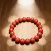 Pulseira Autêntica de Cinábrio de Círculo Único com Alto Teor de Areia Voadora de Água e Contas de Areia Vermelha Polida, Unissex, para Boa Sorte e Segurança, Pulseira de Círculo Liso Atacado
