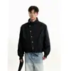 Nueva chaqueta de otoño de diseño retro americano, con bloques de color y solapas, chaqueta de trabajo casual holgada de moda, negra, resistente a pinchazos