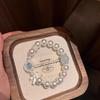 Pulsera Nueva Nicho de Alta Gama con Cuentas de Perlas de Imitación Cool Lazo Pulsera Brillante con Cuentas