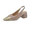 Sandálias Exquisitas de Salto Alto Fechadas no Dedo, Estilo Francês, Sapatos de Fada, Novo Estilo Primavera/Verão 2026, Sapatos Single Elegantes Inspirados na Chanel