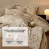 Conjunto de cama de quatro peças 100% algodão puro escovado a carbono, conjunto de três peças 100% algodão puro, capa de edredom estampada, produtos térmicos para outono e inverno