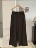 KEKEZOON Pantalones de Pierna Ancha Sueltos de Cintura Alta Estilo Simple para Mujer Otoño Nuevo Algodón Lavado Pierna Recta Pantalones Casuales 9328