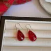 Pendientes de Año Nuevo de Otoño e Invierno, Rojo Ancora de Alta Gama, Femeninos, Pendientes de Nicho de Alta Gama, Pendientes Versátiles al por Mayor