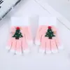 Luvas de Lã Tricotadas Fofas Coloridas com Pom-Pom para Árvore de Natal para Mulheres, Luvas de Inverno Quentes Anticongelantes para Tela de Toque