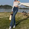 Jeans negros acampanados para mujer, nuevo estilo primavera-verano 2026, de cintura alta, adelgazantes, pantalones acampanados, corte ajustado, pantalones bootcut de largo completo