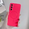 Capa de Celular Magnética Forte de Silicone Líquido Imitado com Furos Finos e Cor Sólida para Samsung S25/S24/S23 Huawei