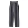 Pantalones de cachemira de alta gama tipo plátano para mujer Otoño/Invierno 2026, Pantalones ajustados de pierna ancha, Pantalones casuales relajados y versátiles