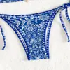 Aliexpress 2026 Nuevo Traje de Baño Bikini Sexy de Moda con Estampado, de Tirantes Halter con Cordones para Mujer, Taza Triangular