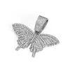 Ventas Directas del Fabricante de Suministros de Amazon Colgante de Mariposa Grande con Hebilla Completa de Diamante de Aleación con Cadena Cubana Collar Chapado en Oro Joyería