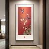Pintura decorativa de entrada de puerta feliz, nueva edición vertical china, significado de buenas flores y pájaros, pintura colgante, pasillo, murales de sentido alto.