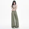 Jeans Sueltos de Pierna Ancha Estilo Americano Verde Claro Otoño 2026 Nuevo Nicho Logo Bordado Pantalones Adelgazantes de Largo Completo Venta al por Mayor