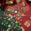 Nuevas Pegatinas Láser Bronceadas para Uñas Árbol de Navidad de Fantasía Árbol de Navidad Relieve Tridimensional Hombre de Jengibre Decoraciones para Uñas
