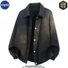 Chaqueta de alta calidad con cuello y mangas largas tie-dye de la marca NASA para hombre, moda casual de otoño, abrigo ligero de lujo moderno