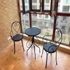 Conjunto de Três Peças de Mesa e Cadeiras de Lazer para Varanda, Conjunto de Mesa e Cadeiras de Ferro para Jardim de Pátio, Assentos para Exterior, Combinação de Mesa e Cadeiras para Cafeteria