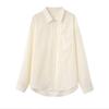Camisa Versátil de Manga Larga con Bolsillos en Capas 100% Lyocell para Mujer, Corte Ligeramente Holgado, Nueva Camisa de Verano para Mujer