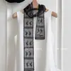 Lenço de Seda com Renda Branco Puro Feminino Vintage Longo Fino Fita Empilhado para Usar Versátil Colar Decorativo Lenço Fita