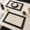 Manteles individuales de azulejos florales vintage estilo francés, tapetes aislantes del calor de cuero impermeables y resistentes al aceite, tapetes decorativos de mesa de comedor para el hogar de lujo ligero de alta gama