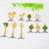 Colgante de oro antiguo con incrustaciones de cuentas de jade, trébol de cuatro hojas, mariposa, joyería artesanal, collar de mano, accesorios colgantes