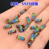 Plata de ley s925 Azul Quemado Pegamento Carpa Aterrizando Cubo Cuentas separadas Cuerda de Mano Trenzada Pulsera Collar Accesorios DIY Hechos a Mano
