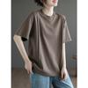 Camiseta de manga corta de color liso de alta calidad para mujer, novedad de verano 2023, holgada, de talla grande, combina con todo, elegante y de nicho.