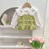 Nuevo Estilo 2025 Camisola de Punto para Niñas Dulce Hecha a Mano Cereza Chaleco Suéter para Bebés para que los Niños Pequeños lo Usen Afuera