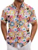 Camisa de verano floral de manga corta para hombre con estampado hawaiano transfronterizo europeo y americano