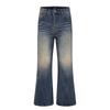 Jeans Lavados Desgastados Retro Americanos Unisex Estilo Trendy Vibe Pantalones de Pierna Ancha Acampanados Sueltos de Longitud al Suelo